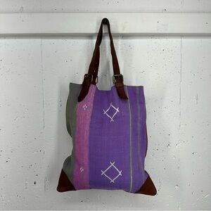 MaiQ Amsterdam Handmade Bohemian Leather and Cloth Tote Bag Purse